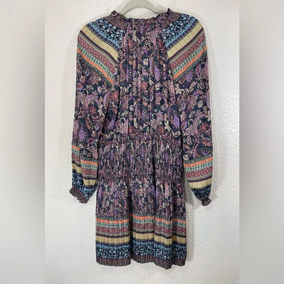 Anthropologie Current Air Paisley Boarder Print The Purple Haze Dress Women’s S - Picture 12 of 14